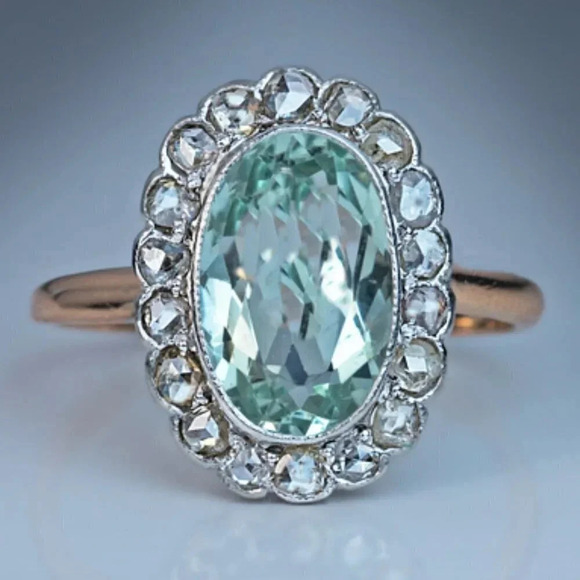 💞Refine Oval Pure Light Blue Zircon Flower Elegant Rings for Women, MARR9080 - Picture 1 of 4
